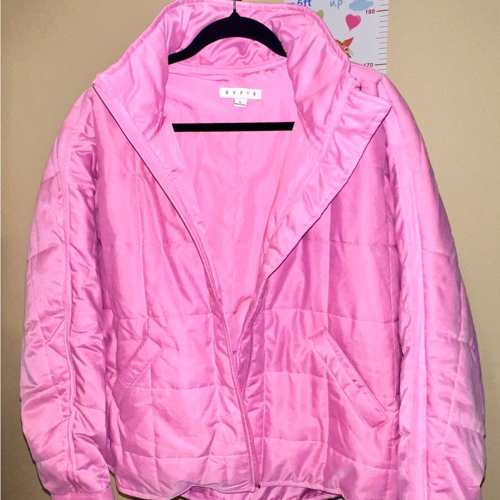 HYFVE Pink Quilted Puffer Jacket – Lightweight Zip-Up – Women’s Large